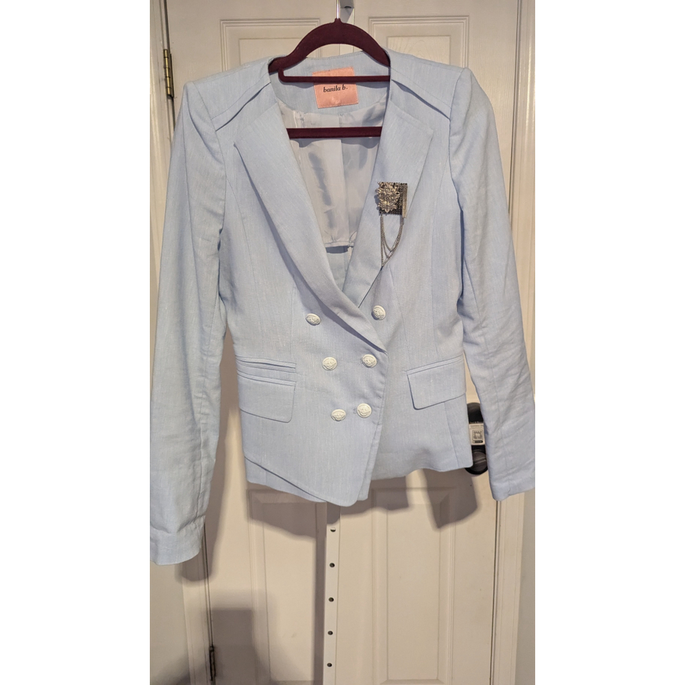 Women's Banila b. Light Blue Double-Breasted Blazer with Pin size small